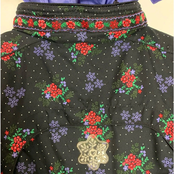 Obermeyer Kids Jacket Ski Coat I-Grow Size 4 Black/Red Floral Snowflakes Hooded - Picture 12 of 15